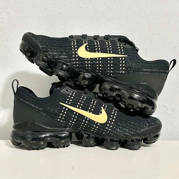 Nike Air VaporMax Flyknit 3 GS “Black Gold” Women’s Size 8.5 Kids 7Y Sneakers - Picture 6 of 9